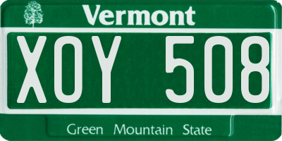 VT license plate XOY508