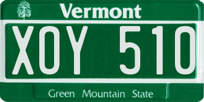 VT license plate XOY510