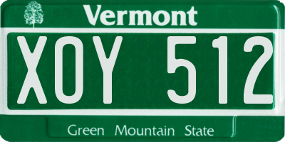 VT license plate XOY512