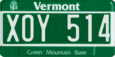 VT license plate XOY514