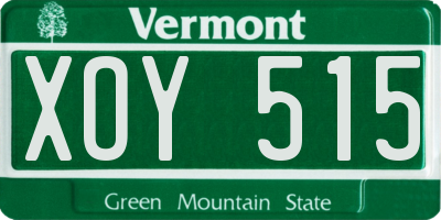 VT license plate XOY515