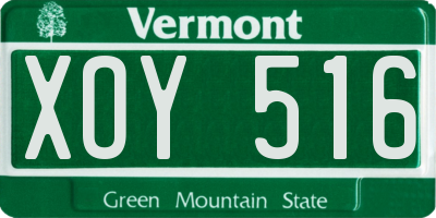 VT license plate XOY516