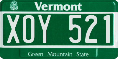 VT license plate XOY521