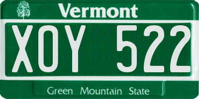 VT license plate XOY522