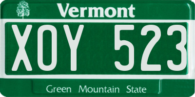 VT license plate XOY523