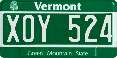 VT license plate XOY524