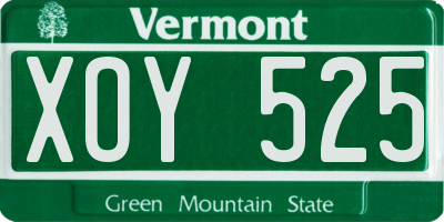 VT license plate XOY525