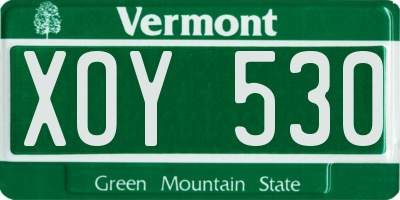 VT license plate XOY530