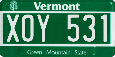 VT license plate XOY531
