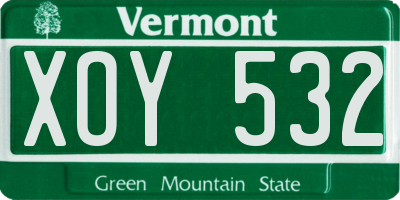VT license plate XOY532