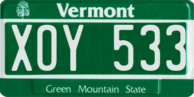 VT license plate XOY533