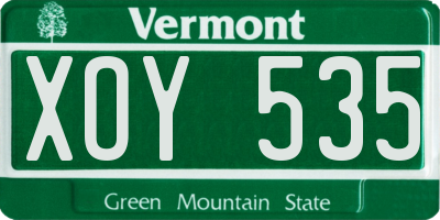 VT license plate XOY535