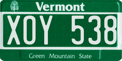 VT license plate XOY538