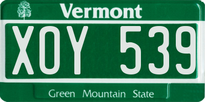 VT license plate XOY539