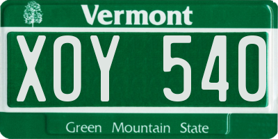 VT license plate XOY540