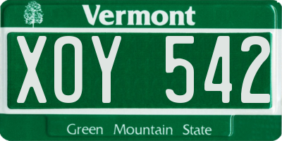 VT license plate XOY542