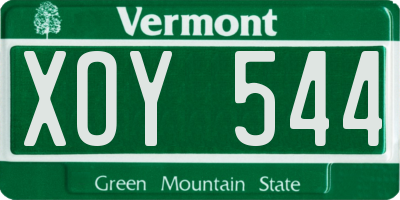 VT license plate XOY544