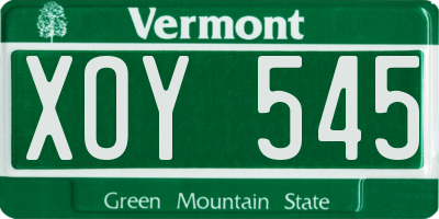 VT license plate XOY545