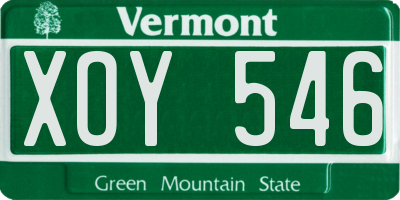 VT license plate XOY546
