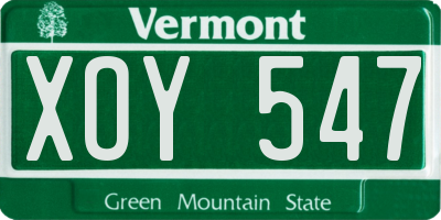 VT license plate XOY547