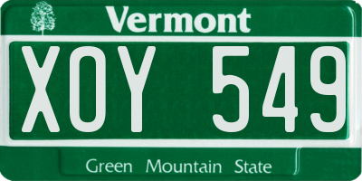 VT license plate XOY549