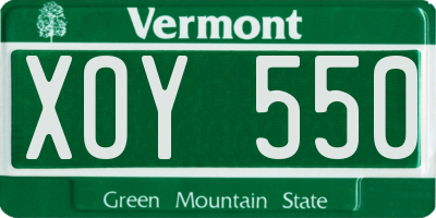 VT license plate XOY550