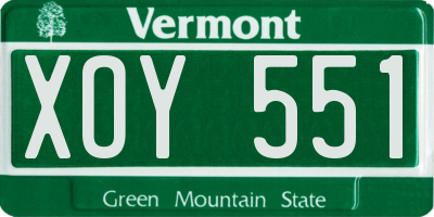 VT license plate XOY551