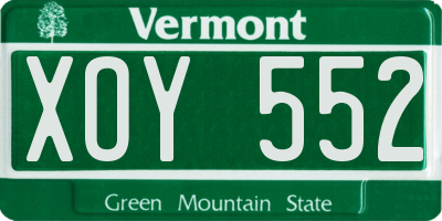 VT license plate XOY552