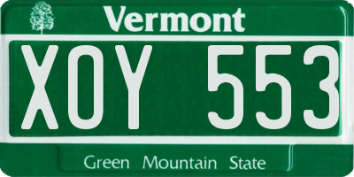 VT license plate XOY553