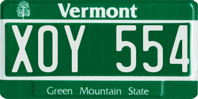 VT license plate XOY554
