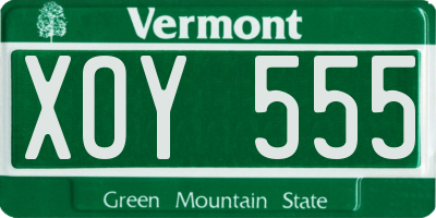VT license plate XOY555