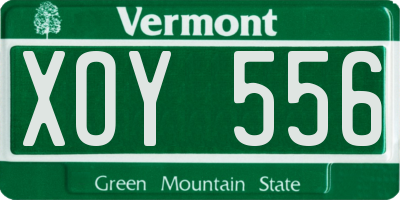 VT license plate XOY556