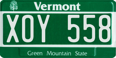 VT license plate XOY558