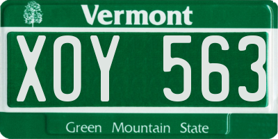 VT license plate XOY563