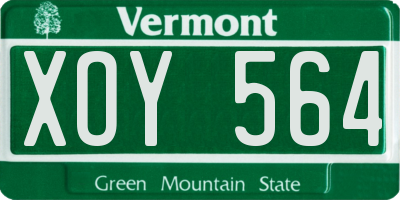 VT license plate XOY564