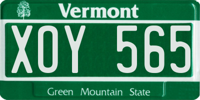 VT license plate XOY565