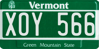 VT license plate XOY566
