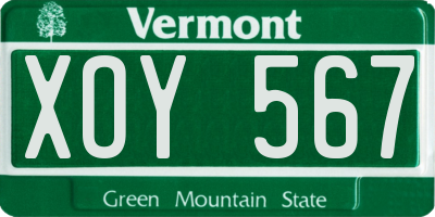 VT license plate XOY567