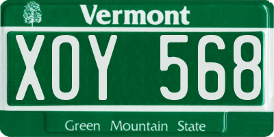 VT license plate XOY568
