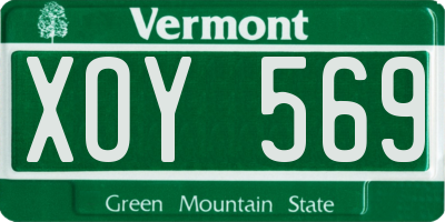 VT license plate XOY569