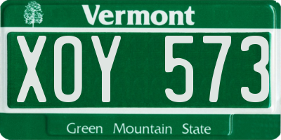 VT license plate XOY573