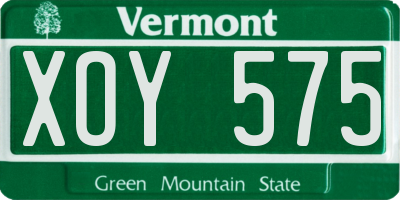 VT license plate XOY575