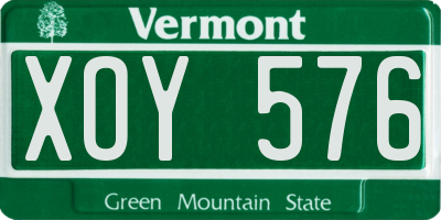 VT license plate XOY576