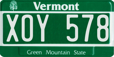 VT license plate XOY578