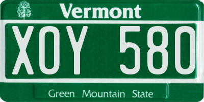 VT license plate XOY580