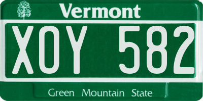 VT license plate XOY582