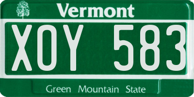 VT license plate XOY583