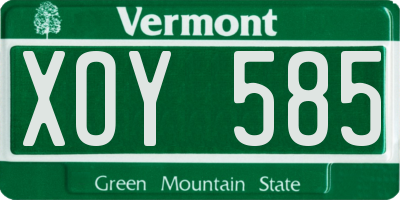 VT license plate XOY585