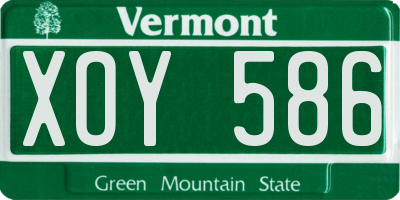 VT license plate XOY586