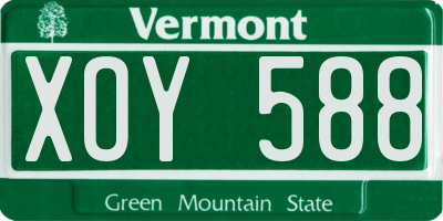 VT license plate XOY588